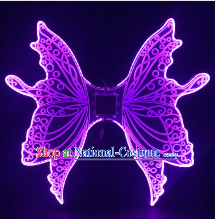 Top LED Lights Luminous Big Wings Butterfly Dance Costumes Butterfly Dancing Costume Dress Wear Complete Set