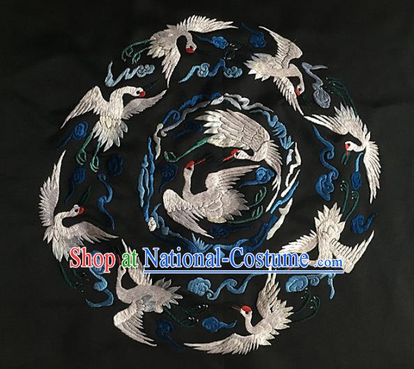 Chinese Traditional Embroidery Craft Embroidered Cranes Silk Patches Handmade Embroidering Accessories