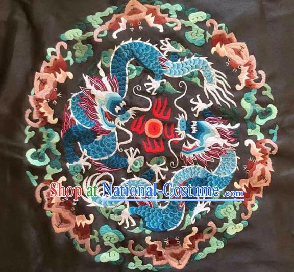 Chinese Traditional Embroidery Craft Embroidered Dragons Silk Patches Handmade Embroidering Accessories