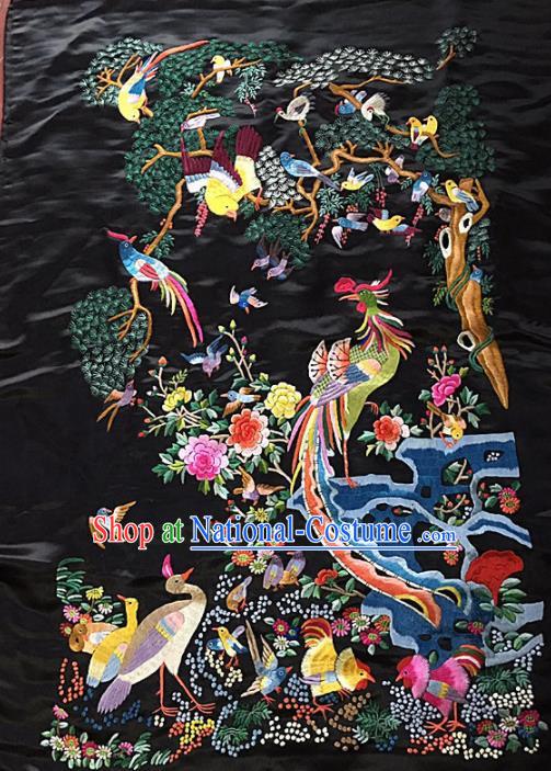 Chinese Traditional Embroidery Craft Embroidered Phoenix Silk Patches Handmade Embroidering Accessories