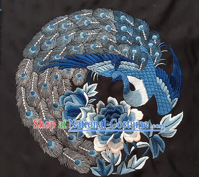 Chinese Traditional Embroidery Craft Embroidered Phoenix Peony Silk Patches Handmade Embroidering Accessories