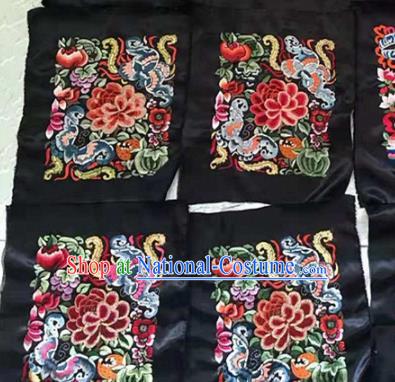 Chinese Traditional Handmade Embroidery Craft Embroidered Peony Butterfly Silk Patches Embroidering Accessories