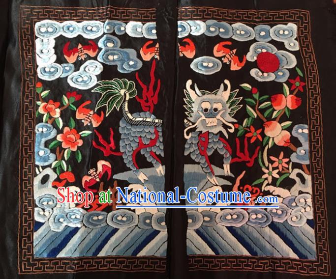 Chinese Traditional Handmade Embroidery Craft Embroidered Kylin Silk Patches Embroidering Accessories