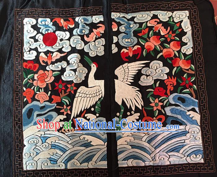 Chinese Traditional Handmade Embroidery Craft Embroidered Crane Silk Patches Embroidering Accessories