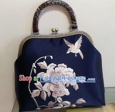 Chinese Traditional Handmade Embroidery Craft Embroidered Peony Bags Embroidering Handbag