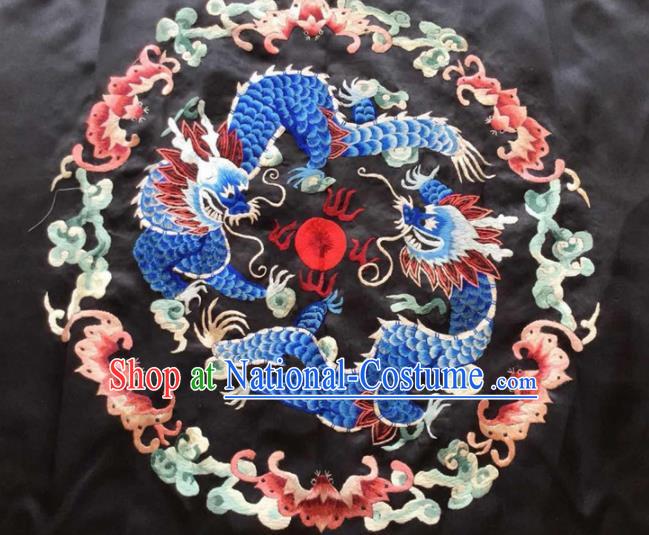 Chinese Traditional Handmade Embroidery Craft Embroidered Patches Embroidering Dragons Silk Piece