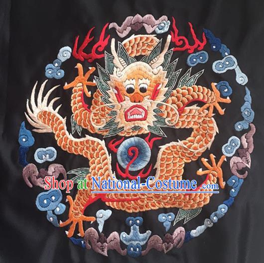 Chinese Traditional Handmade Embroidery Craft Embroidered Patches Embroidering Dragon Silk Piece