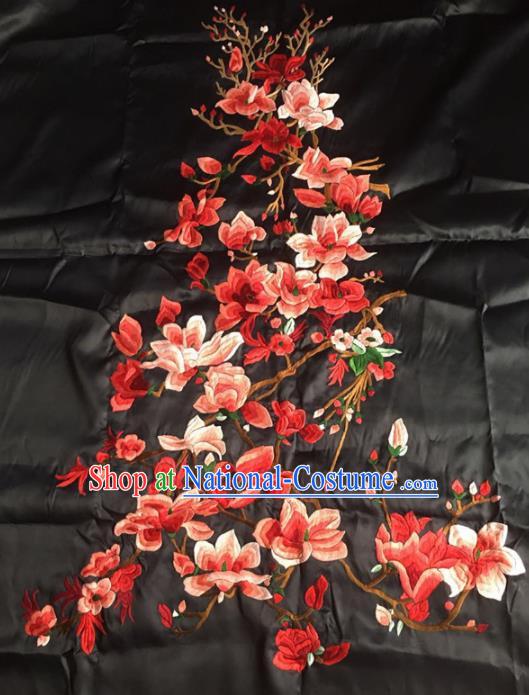 Chinese Traditional Handmade Embroidery Craft Embroidered Magnolia Patches Embroidering Silk Piece