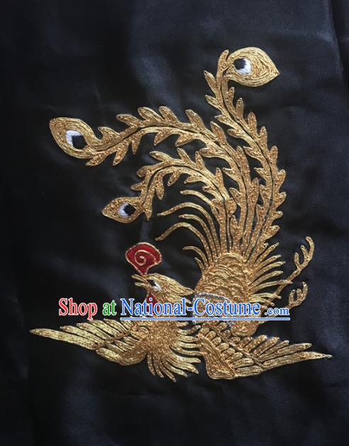 Chinese Traditional Handmade Embroidery Craft Embroidered Phoenix Cloth Patches Embroidering Silk Piece