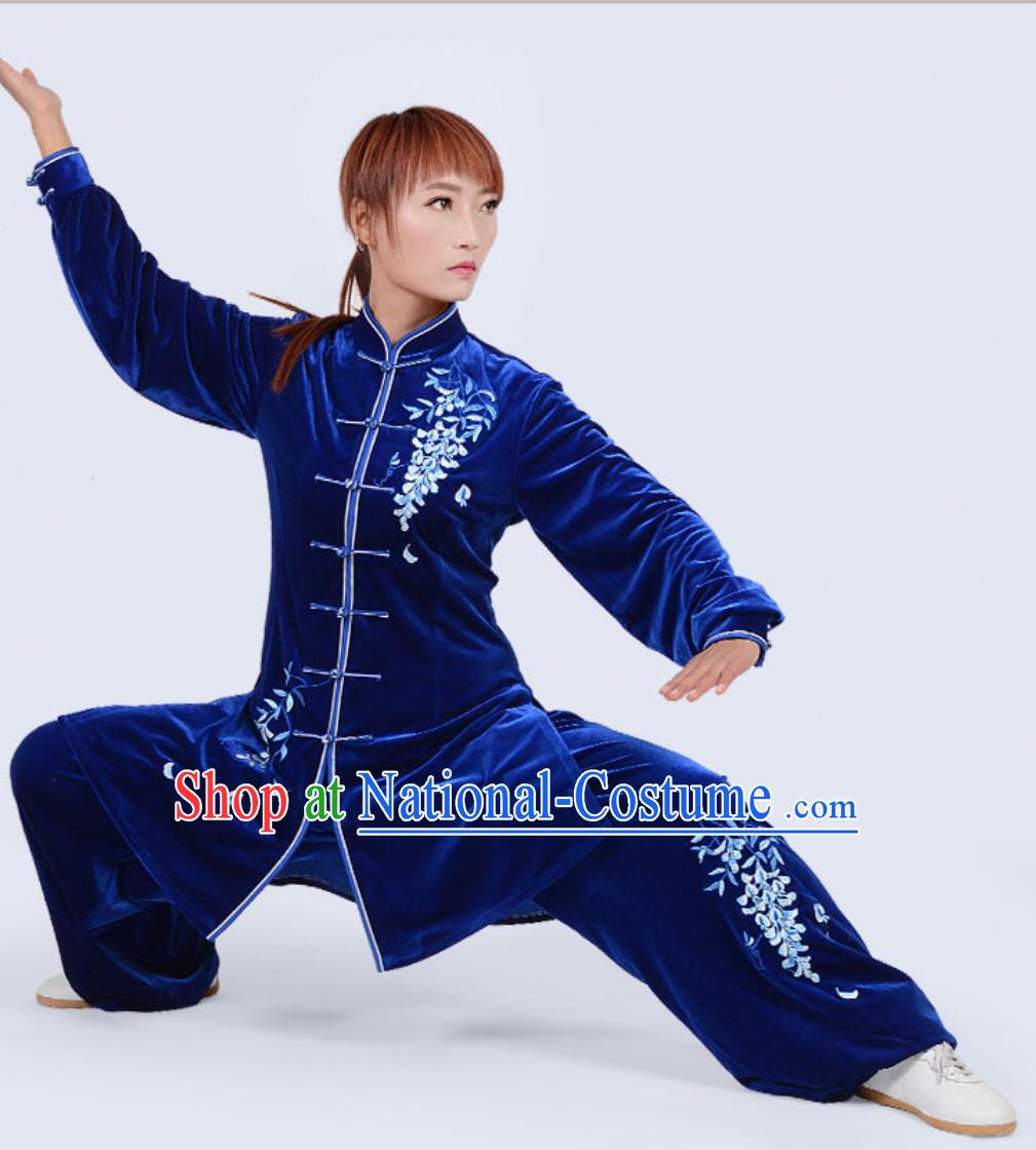 Top Winter Wear Asian Embroidered Tai Chi Clothing Martial Arts Dresses Complete Set for Women