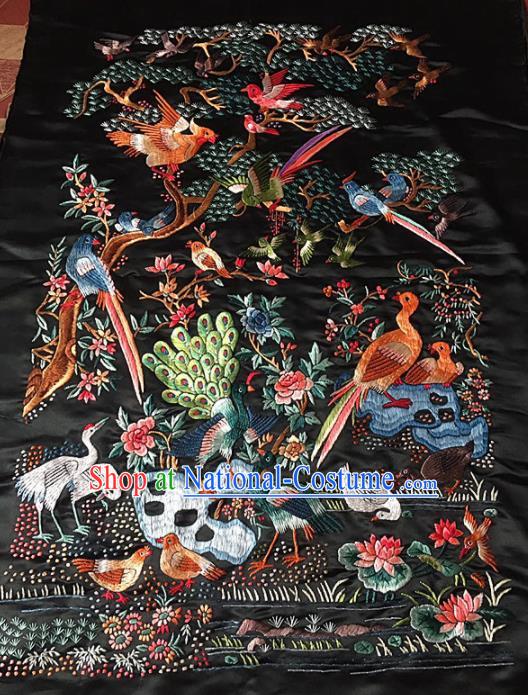 Chinese Traditional Handmade Embroidery Craft Embroidered Birds Cloth Patches Embroidering Silk Piece