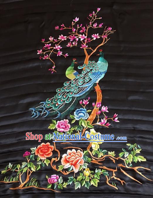 Chinese Traditional Embroidered Peacock Silk Patches Handmade Embroidery Craft