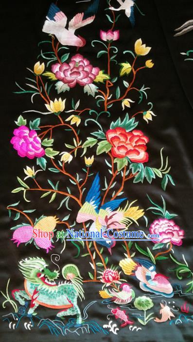 Asian Chinese Traditional Embroidered Kylin Silk Patches Handmade Embroidery Craft