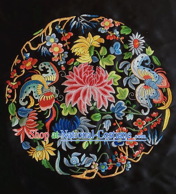 Asian Chinese Traditional Embroidered Chrysanthemum Silk Patches Handmade Embroidery Craft