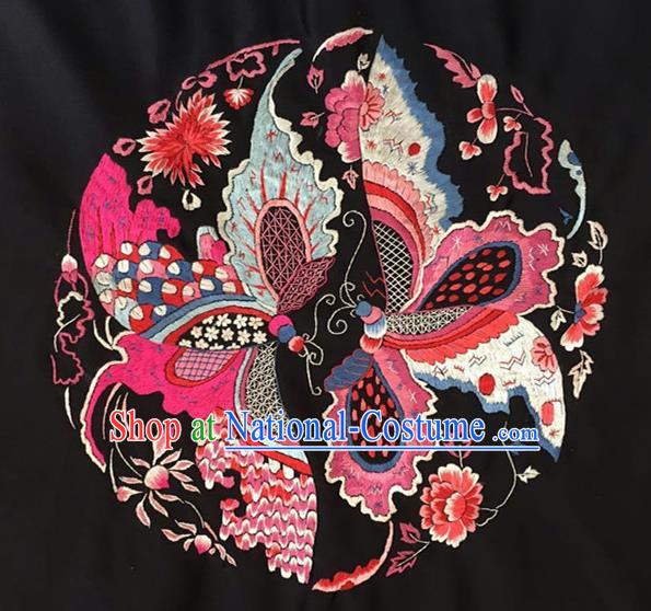 Asian Chinese Traditional Embroidered Butterfly Silk Patches Handmade Embroidery Craft