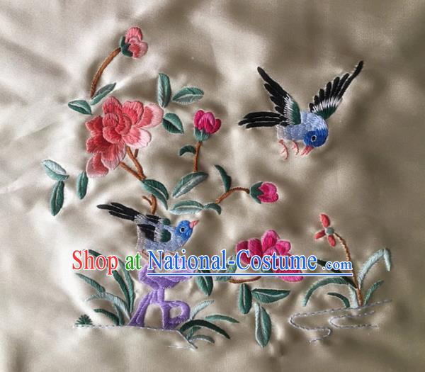 Asian Chinese Traditional Embroidered Flowers Silk Patches Handmade Embroidery Craft