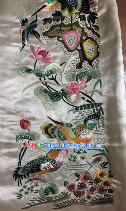 Asian Chinese Traditional Embroidered Lotus Silk Patches Handmade Embroidery Craft