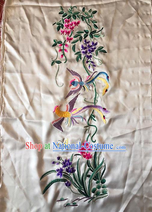 Chinese Traditional Embroidered Orchid Silk Patches Handmade Embroidery Craft