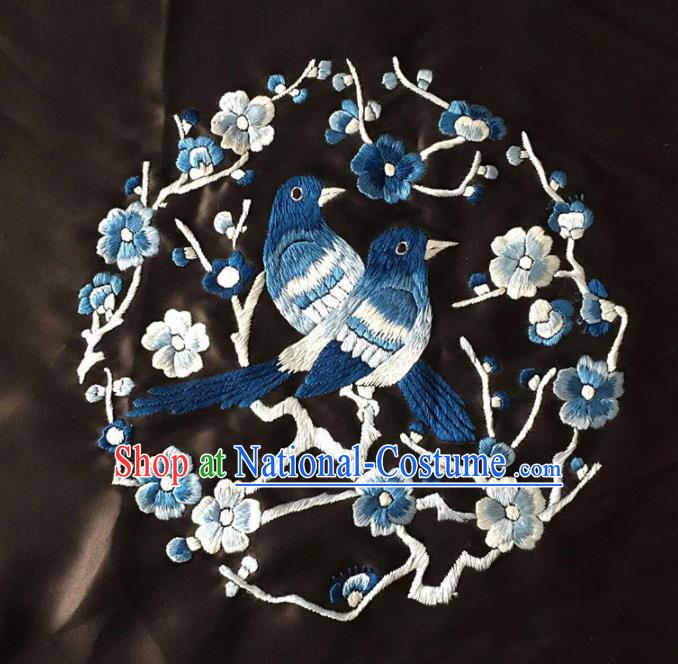 Chinese Traditional Embroidered Plum Blossom Cloth Patches Handmade Embroidery Craft Silk Fabric