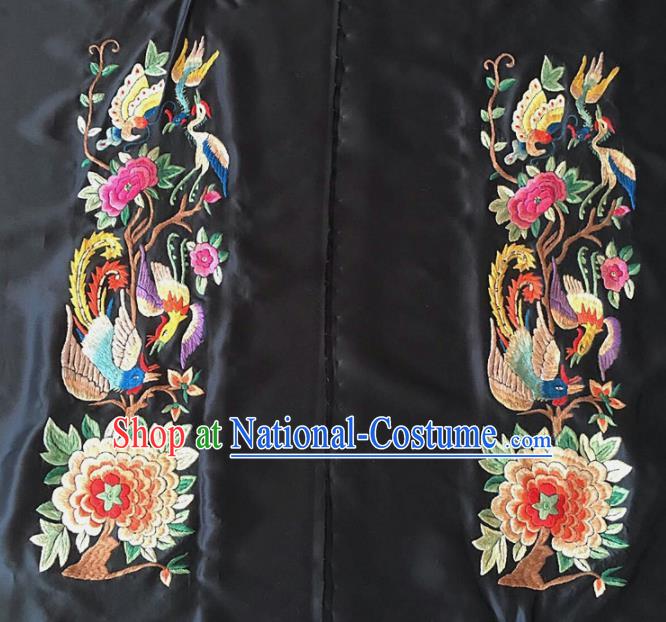 Chinese Traditional Embroidered Phoenix Cloth Patches Handmade Embroidery Craft Silk Fabric