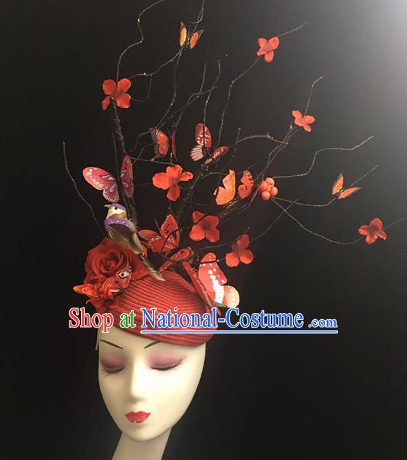 Top Halloween Catwalks Hair Accessories Stage Show Red Giant Top Hat Headdress for Women