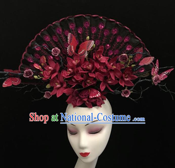 Top Halloween Giant Hair Accessories Chinese Traditional Catwalks Headpiece for Women