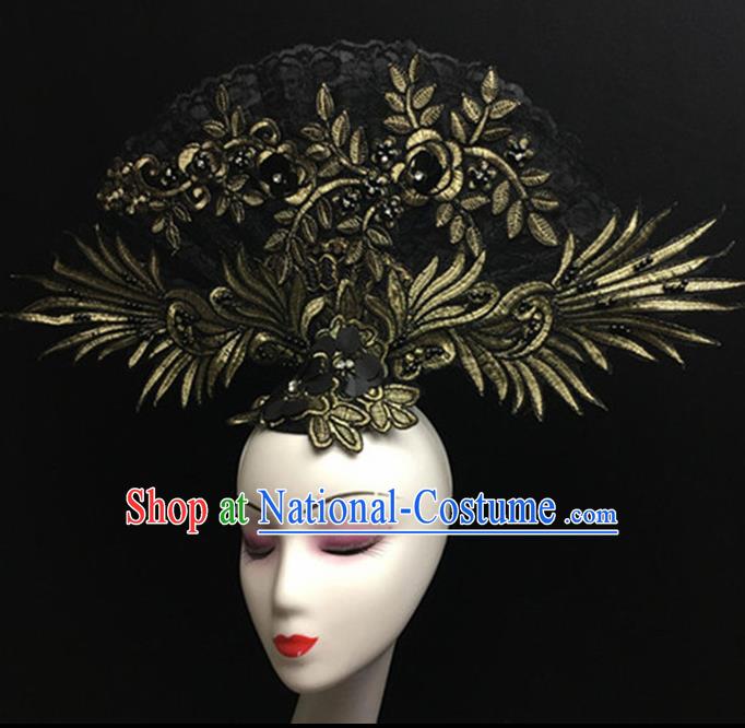 Top Halloween Stage Show Giant Hair Accessories Chinese Traditional Catwalks Headpiece for Women