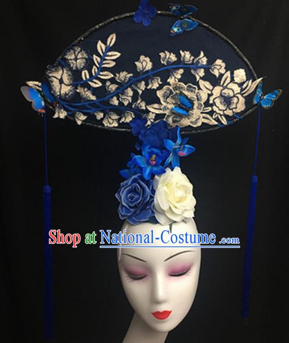 Top Halloween Stage Show Giant Hair Accessories Chinese Traditional Catwalks Headpiece for Women