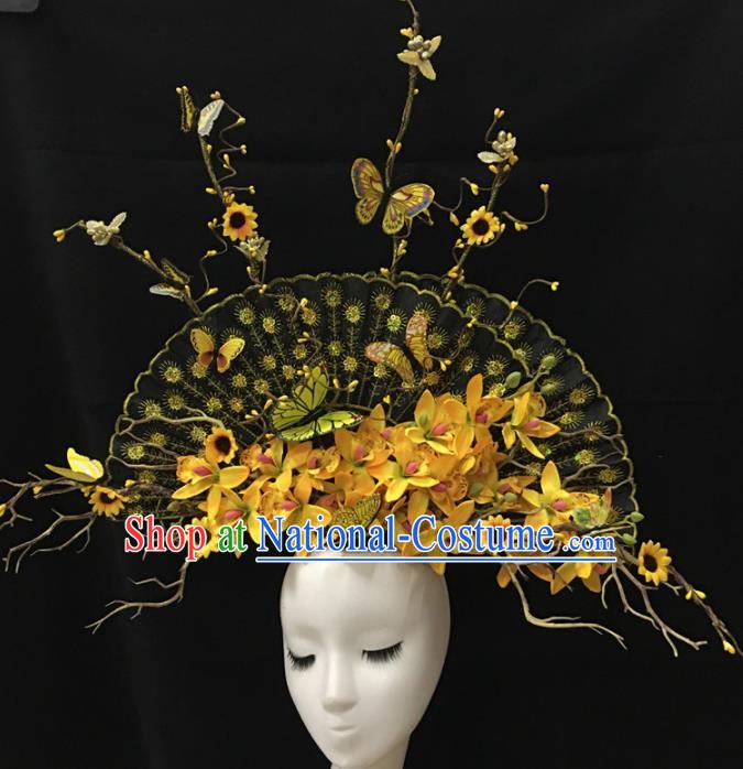 Top Halloween Giant Hair Accessories Stage Show Chinese Traditional Palace Catwalks Headpiece for Women