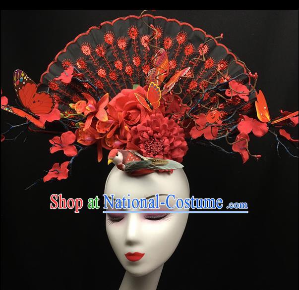 Top Halloween Giant Hair Accessories Stage Show Chinese Traditional Palace Catwalks Headpiece for Women