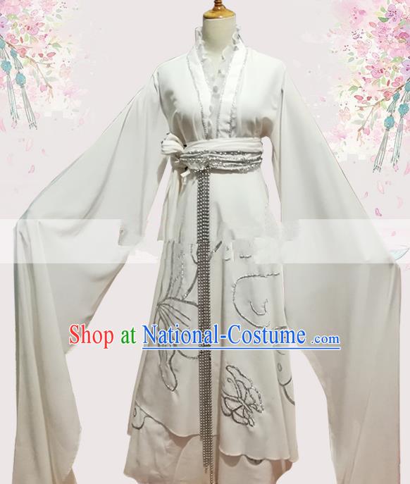 Professional Chinese Traditional Beijing Opera White Dress Ancient Widow Costume for Women