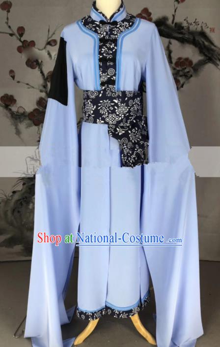 Professional Chinese Traditional Beijing Opera Blue Dress Ancient Country Lady Costume for Women