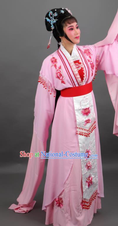 Professional Chinese Traditional Beijing Opera Embroidered Pink Dress Ancient Palace Princess Costume for Women