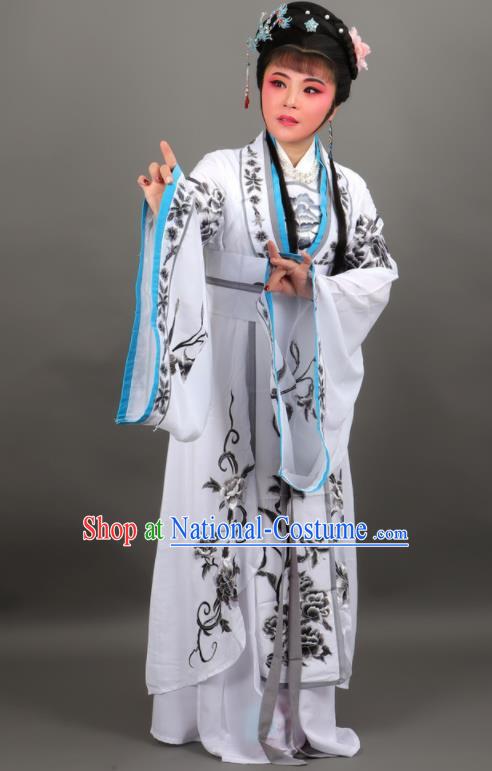 Chinese Traditional Peking Opera Diva Empress White Dress Ancient Court Queen Costume for Women