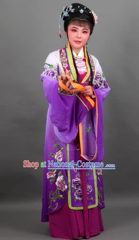 Chinese Traditional Peking Opera Diva Empress Purple Dress Ancient Court Queen Costume for Women