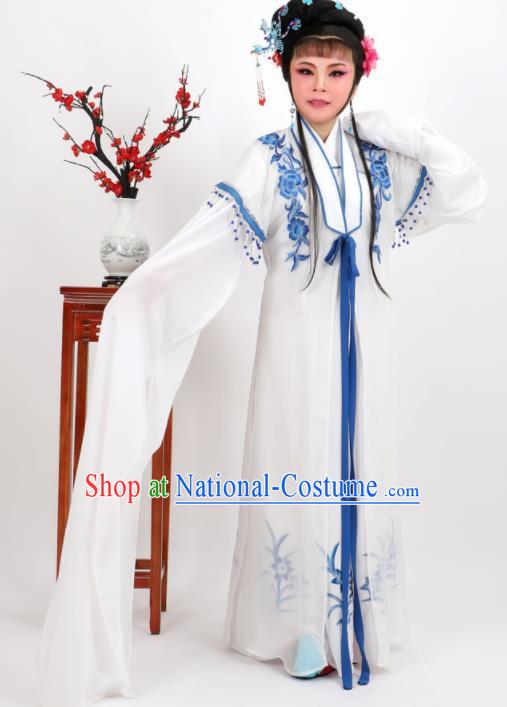 Professional Chinese Traditional Peking Opera Diva White Dress Ancient Nobility Lady Costume for Women