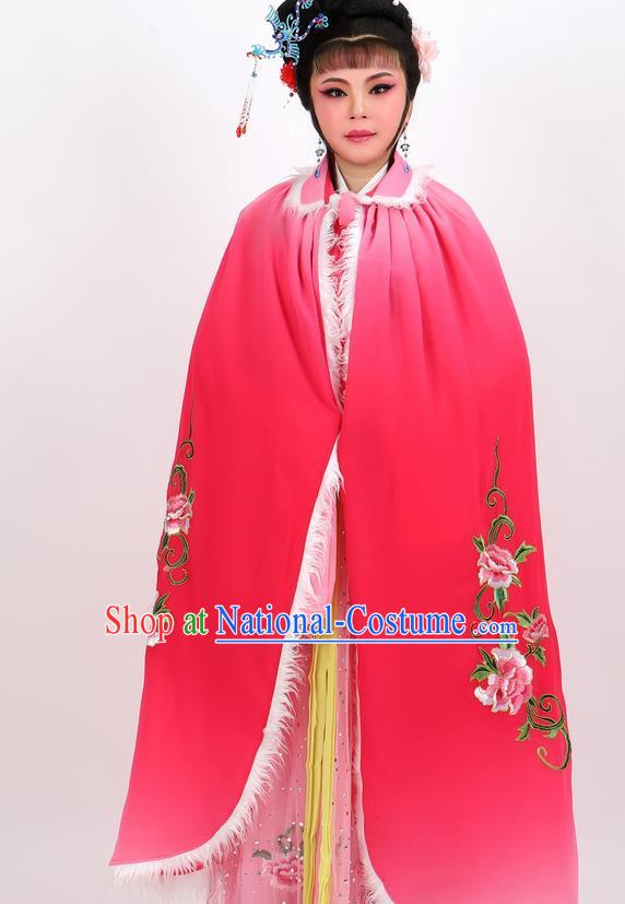 Professional Chinese Traditional Beijing Opera Rosy Cape Ancient Princess Costume for Women