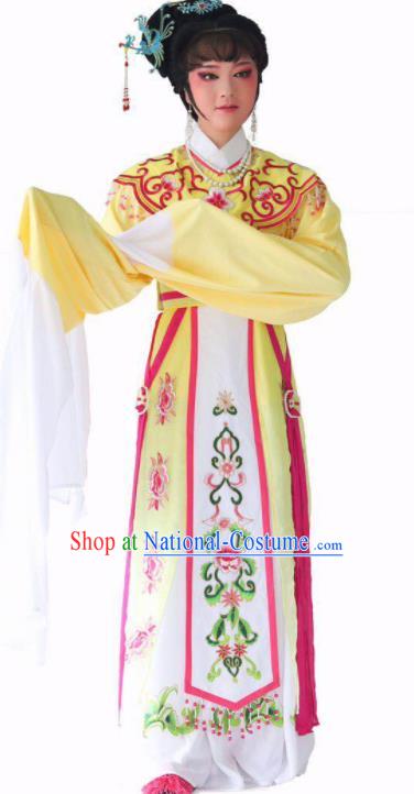 Chinese Traditional Peking Opera Princess Yellow Dress Ancient Imperial Consort Costume for Women