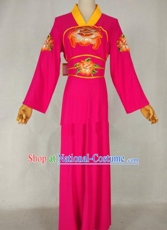 Chinese Traditional Peking Opera Young Lady Rosy Dress Ancient Servant Girl Costume for Women