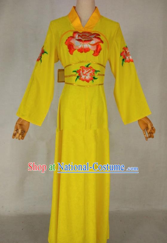 Chinese Traditional Peking Opera Young Lady Yellow Dress Ancient Servant Girl Costume for Women