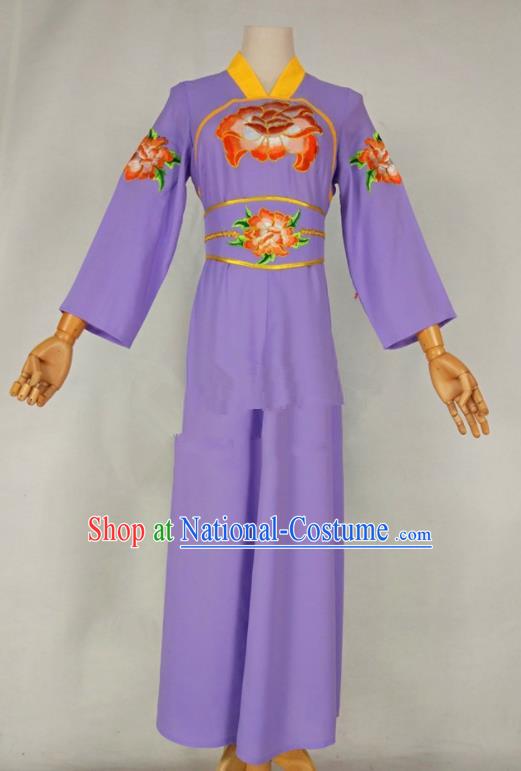 Chinese Traditional Peking Opera Young Lady Purple Dress Ancient Servant Girl Costume for Women