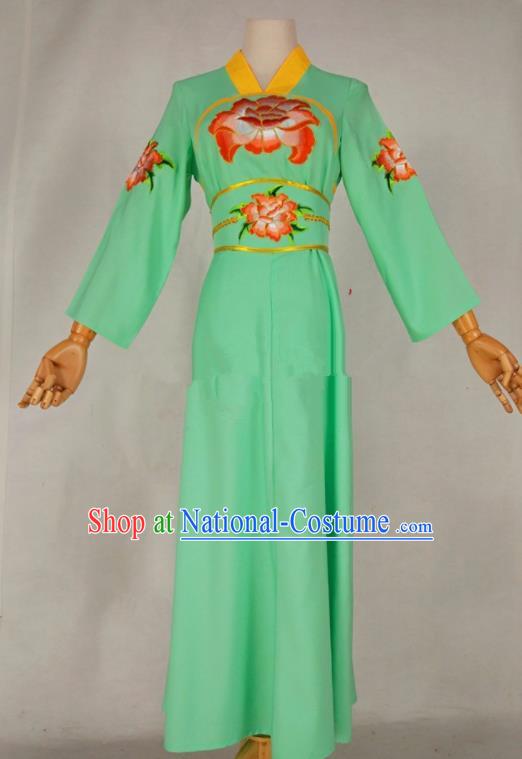 Chinese Traditional Peking Opera Young Lady Light Green Dress Ancient Servant Girl Costume for Women