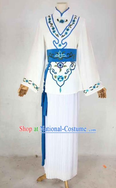 Chinese Traditional Peking Opera Actress Maidservant White Dress Ancient Country Lady Costume for Women