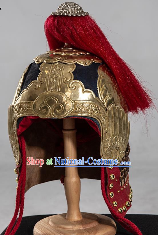 Chinese Traditional Ming Dynasty Helmet Hanfu Headwear Ancient General Hat for Men