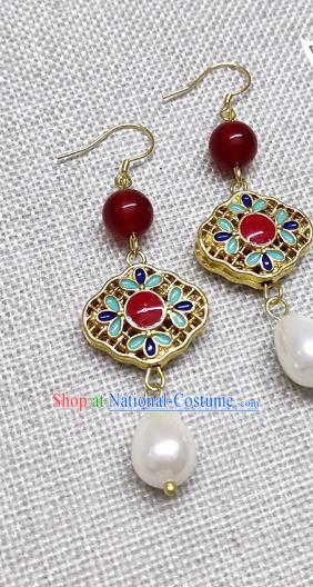 Chinese Traditional Hanfu Cloisonne Earrings Ancient Princess Ear Accessories for Women