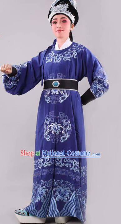 Chinese Traditional Beijing Opera Takefu Royalblue Robe Ancient Number One Scholar Costume for Men