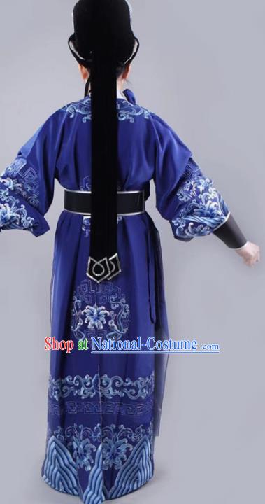 Chinese Traditional Beijing Opera Takefu Royalblue Robe Ancient Number One Scholar Costume for Men