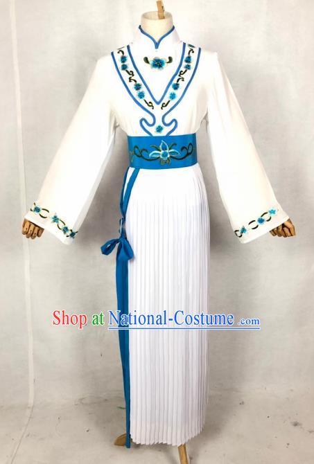 Chinese Traditional Peking Opera Servant Girl White Dress Ancient Maidservant Costume for Women