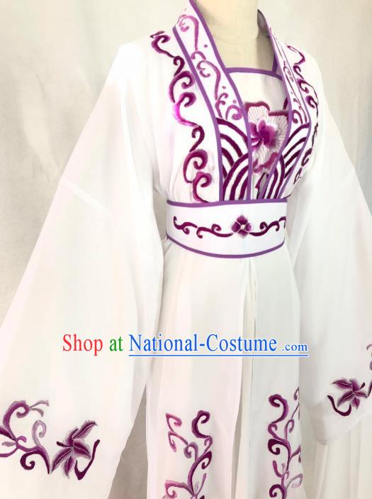 Chinese Traditional Peking Opera Actress White Dress Ancient Madam White Snake Costume for Women