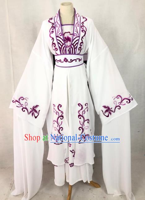 Chinese Traditional Peking Opera Actress White Dress Ancient Madam White Snake Costume for Women